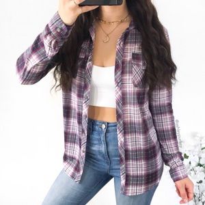 ❤️SALE❤️ purple and gray lightweight flannel top